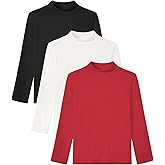 Auranso 3 Pack Boys Girls Turtleneck Kids Long Sleeve Shirts Solid Warm Unisex Turtle Neck Top