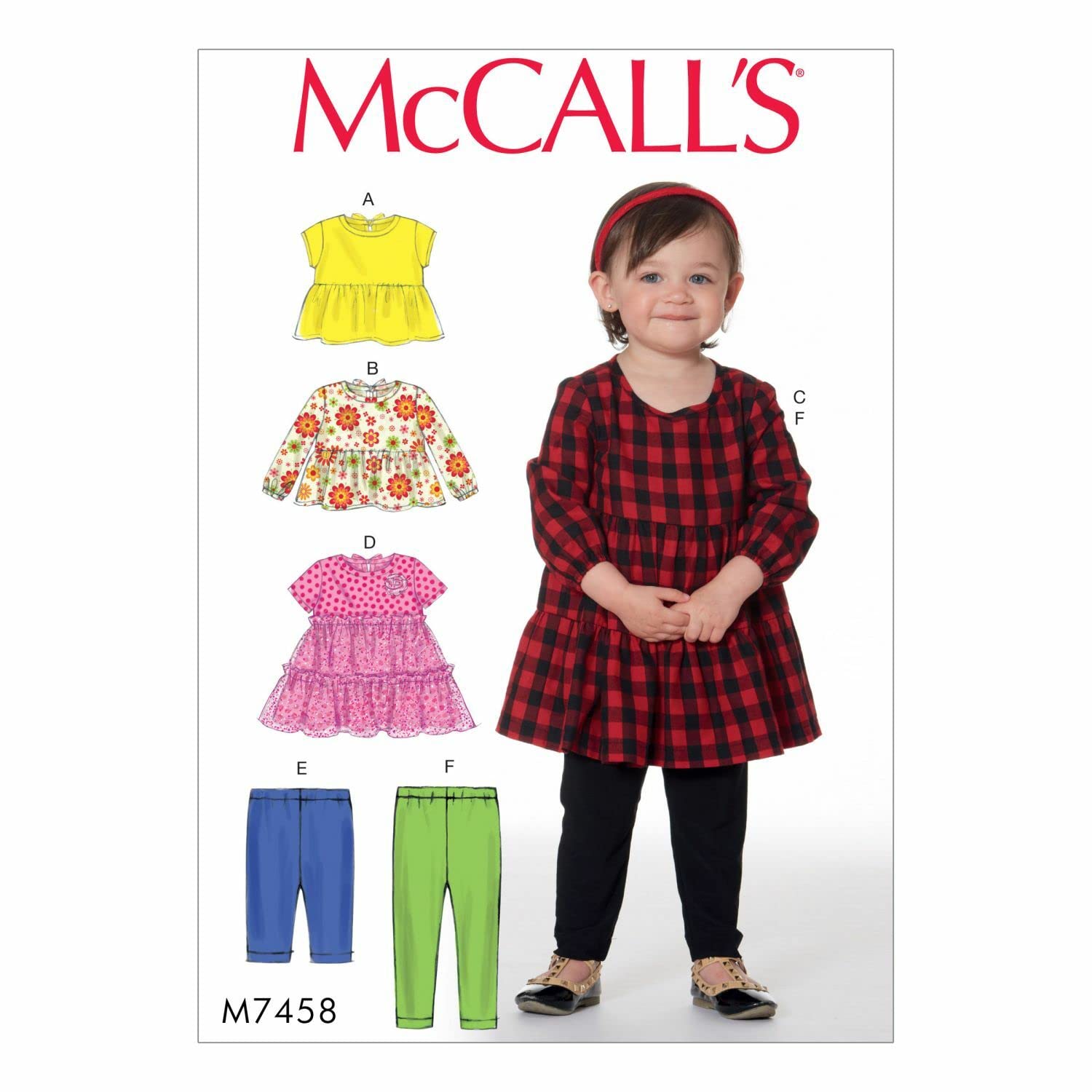 Mccall's Patterns 7458 CAA,Toddlers Tops,Dresses and Leggings,Sizes 1/2-4, Tissue, Multi-Colour, 17 x 0.5 x 0.07 cm