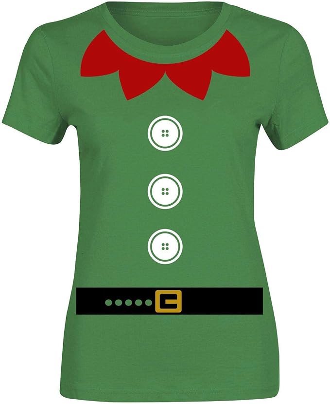 Girls ELF Style Print T Shirt Christmas Ladies Short Sleeve Top Cotton