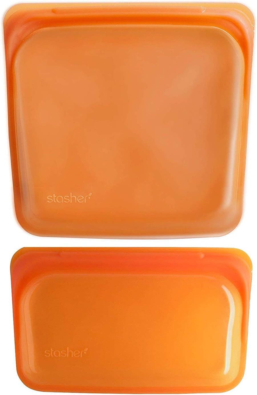 Stasher Re-Usable Food-Grade Platinum Silicone Sandwich and Snack Bag for Eating From/Cooking, Freezing and Storing In/Protecting Electronic Devices/Organising/Travelling, Set of 2, Citrus