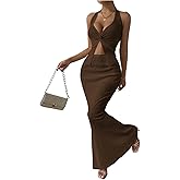 SOLY HUX Women's Two Piece Outfits Twist Front Halter Cami Tops and Skirt Summer Set