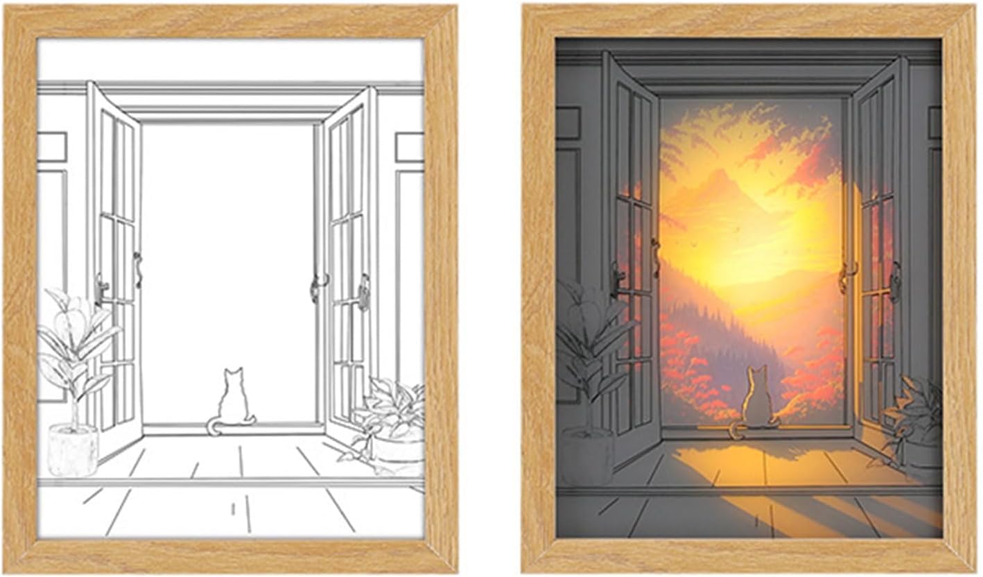 Paintings - nanoable Light up Painting Creative 3 Modes Light Up Art Painting LED Night Light Wall Painting Frame LED Painting Decor for Room Wall 12