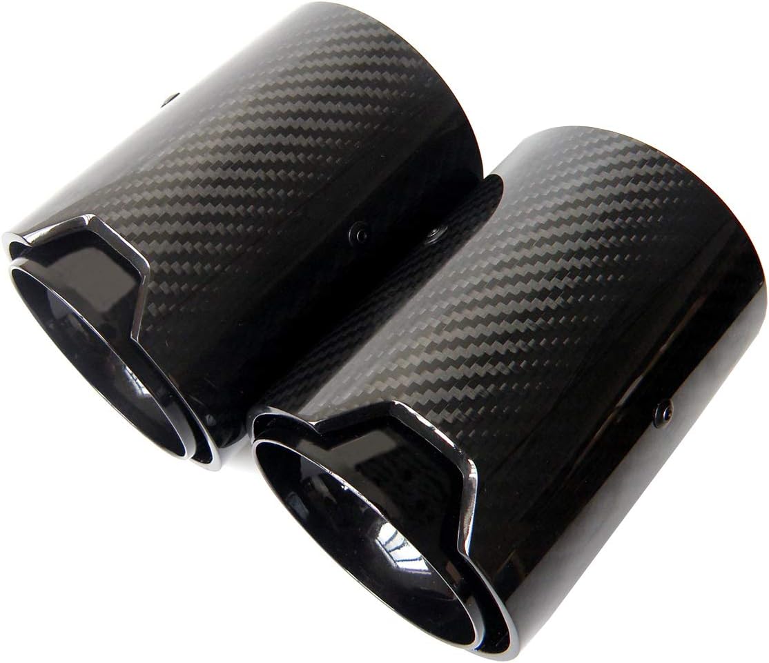 Kipalm Universal M LOGO Carbon Fiber Exhaust Tips M Performance Exhaust Tips 4.7 Inch (Inlet 60mm, Black)