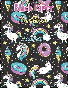 Amazon Com Black Paper Sketchbook Journal A Cute Unicorn
