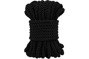 LEREATI 11 Yards Twisted Silk Rope Cord, Soft Black Rope Satin Cord Trim 7mm Nylon Cord, Thick Decorative Rope, Cording for Crafts, Curtain Tieback, Home Décor, Graduation Cords