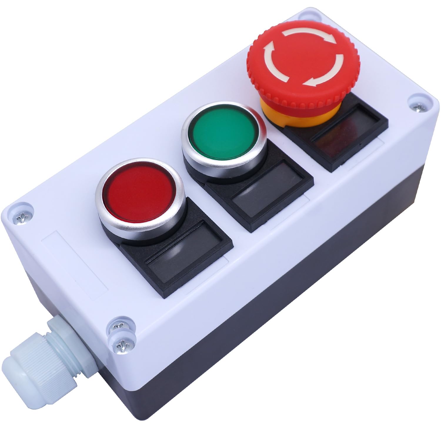 Taiss Latching Red Mushroom Emergency Stop Switch 440V 10A 1NC 1NO and Red Green Momentary Push Button Switch 440V 10A 1NC 1NO combination Station Box hz-11ZS-GR