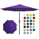 JEAREY 9FT Outdoor Patio Umbrella Outdoor Table Umbrella with Push Button Tilt and Crank, Market Umbrella 8 Sturdy Ribs UV Protection Waterproof for Garden, Deck, Backyard, Pool (Dark Purple)