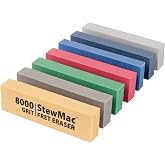 StewMac Fret Erasers, Complete Set of 7 Fret Polishing Blocks | Abrasive Rubber Blocks in 7 Grits from 220 to 8000, Guitar Fret Tools for Polishing Fretwire to a Mirror Shine