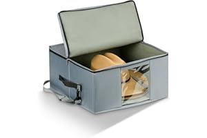 Allgawise Cowboy Hat Storage Box, Sturdy Support Crush-Proof Dust-Proof Stackable, Premium Hat Travel case with Handle and Shoulder Strap, Holds up to 5 Wide Brims Hats, Grey