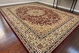 Burgundy Traditional Isfahan Dunes High Density 1 Inch Thick Wool 1.5 Million Point Persian Area Rugs 5'2 x 7'3