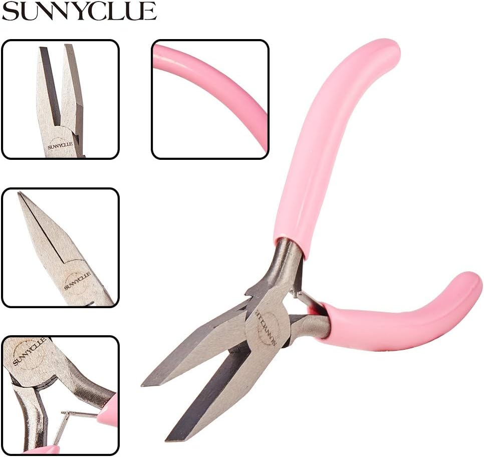 SUNNYCLUE 4.5 Inch Flat Nose Pliers Mini Precision Pliers Wire Bending Wrapping Forming Tools Pink Small Flat Nose Plier for Jewellery Making DIY Hobby Projects Bending Straightening Wires Hand Tools - Image 4