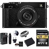 FUJIFILM X-E5 Mirrorless Camera with XF 23mm f/2.8 Lens Bundle, Includes: ProGrade Digital 128GB UHS-II SDXC Memory Card, Spare Battery and More (6 Items) (Black)