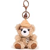 TECHPLUS Bear Plush Stuffed Keychain with Hat Bag Charms, Pendant for Handbags, Christmas and Birthdays Gift