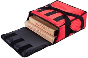 YOPRAL Pizza Bag, Thermal Pizza Delivery Bags Insulated Pizza Delivery Bag Pizza Boxes Professional Warmer Carrier Moisture Free for 3-12" or 3-14" (Red, 15"X15"X7")