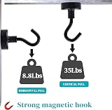 MIN CI 8pcs Black Magnetic Hooks Heavy Duty 35lbs Neodymium Magnets view 3