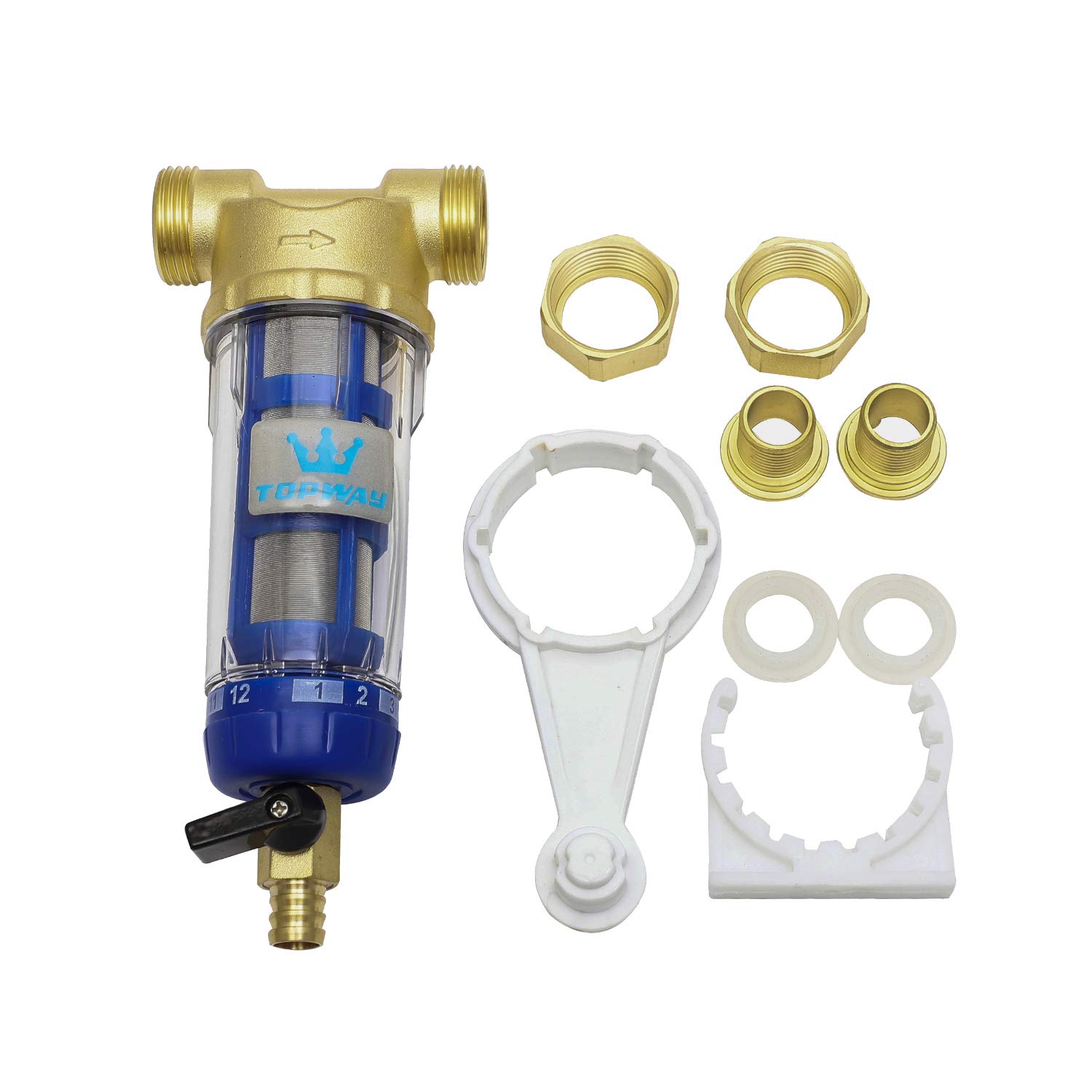 TOPWAY Water Prefilter Washable and Reusable Sediment Water Filter Faucet Water Purifier Osmosis Prefilter Stainless Steel 40 Micron 150202