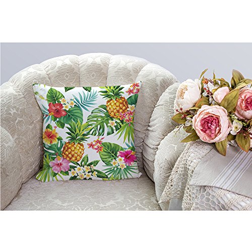 HGOD DESIGNS Pineapples Decorative Throw Pillow Cover Case Cotton Linen Outdoor Pillow Cases Square Standard Cushion Covers for Sofa Couch Bed 18x18 inch Green Yellow Pink