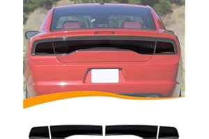 Hoolcar Tail Light Lamp Cover Guard Trim Bezel Frame Decor Exterior Accessories Compatible with 2011-2014 Dodge Charger, Smoked Black