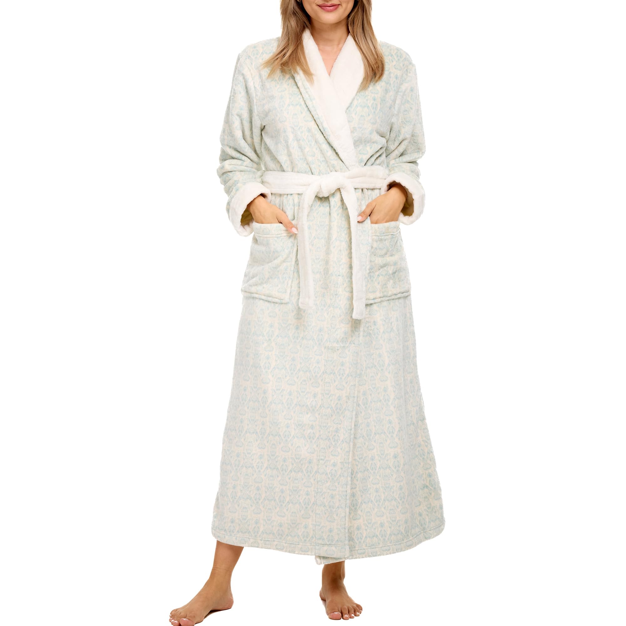 Alexander Del Rossa Womens Robes Long Plush, Robes for Women Bathrobe, Plus Size Robe Serene Arabesque Large (A0117ANDLG) Image