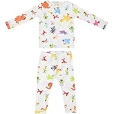 Copper Pearl Two Piece Long Sleeve Toddler Pajamas PJ Sets for Boys and Girls - Adorable Pattern Pajamas, Breathable Fabric to Keep Cool While Sleeping, Sizes 12 Months to 5T - Sesame Friends