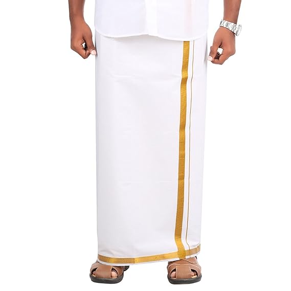 WELCRO GOLD JARI COTTON DHOTY (SIZE 40-42-44)