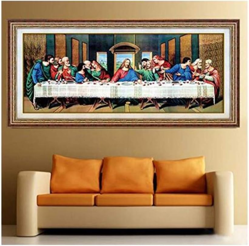 Art Deco Applique Wallpaper 5D DIY Diamond Painting Cross Stitch 3D Diamond Embroidery Kits The Last Supper Diamond Mosaic Home Decor Paintings 40X50Cm
