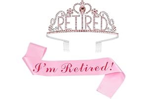 JETKONG Retirement Party Decorations Retired Tiara/Crown, Retired Sash for Women Retirement Gifts, Retirement Party Supplies, Gifts, Favors (Pink)