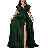 VOUIAO Women's Plus Size Bridesmaid Dresses Chiffon Wedding Guest Summer Maxi Dress Elegant Prom Evening Party Cocktail Gown