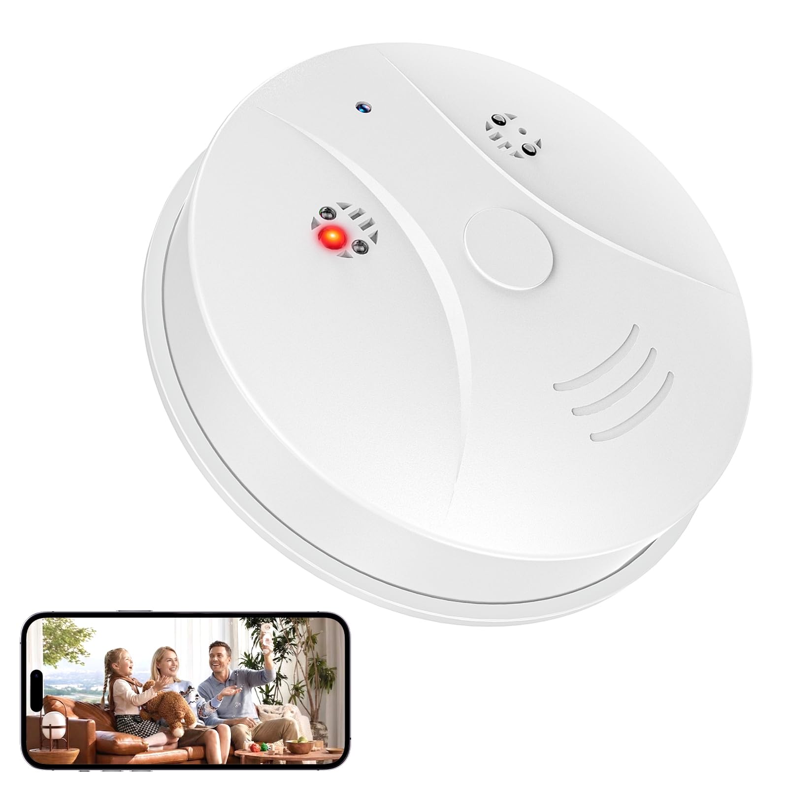 Photo 1 of XSHGZ 1080P HD Wireless WiFi Camera Smoke Detector for Home Security with App Control, Motion Detection, 150° Indoor Camera with Night Vision & Loop Recording for Office/Garage/Shop/Pet,User-Friendly