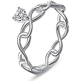 KINGWHYTE S925 Sterling Silver Ring Infinity Love Heart Rings Simple Band Rings for Women Size 7-9