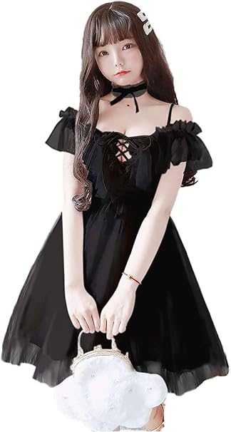 Amazon Co Jp チョーカー付き カワイイ Xs 6l レディース ワンピース ホワイト ブラック 白 黒 オフショルダー 大きいサイズ おおきい ゆめかわいい ロリータ 姫系 レース セクシー シースルー ゴスロリ 病み可愛い 白 黒 プリンセス 服 ファッション小物