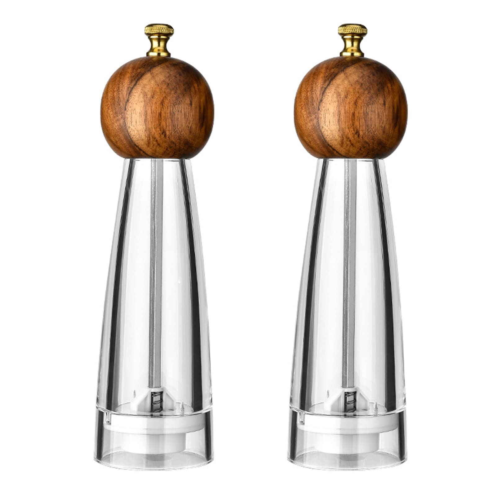 Reiwosee - Manual Pepper Grinder Set Pepper Mill & Salt Mill, 2 pcs 8 in High-Capacity Classic Transparent Acrylic Spice Mills，Ceramic Blades Adjustable Coarse Mill，As A Chilli Mill for Various Spices