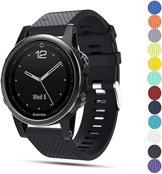 TOPsic Correa de Reloj para Garmin Fenix 5S, Banda de Reloj de Repuesto de Silicona Suave para Garmin Fenix 5S/Fenix 5S Plus/Fenix 6S/Fenix 6S Pro (NO ...