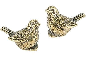 MHYGKTXRA 2pcs Retro Brass Sparrow Statue, Elegant Bird Figurines for Home and Office Desktop Decoration Vintage Golden