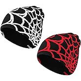 Pooyikoi Women Beanie Winter Warm Beanies Men Casual Skullies Outdoor Y2K Gothic Spider Pattern Wool Acrylic Knitted Hat