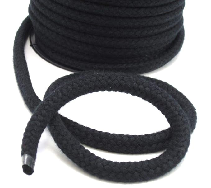 Gerhardt Baumwollkordel 10mm, geflochtene Kordel, Hoodie, nähen, Rolle mit 20 Meter (schwarz)