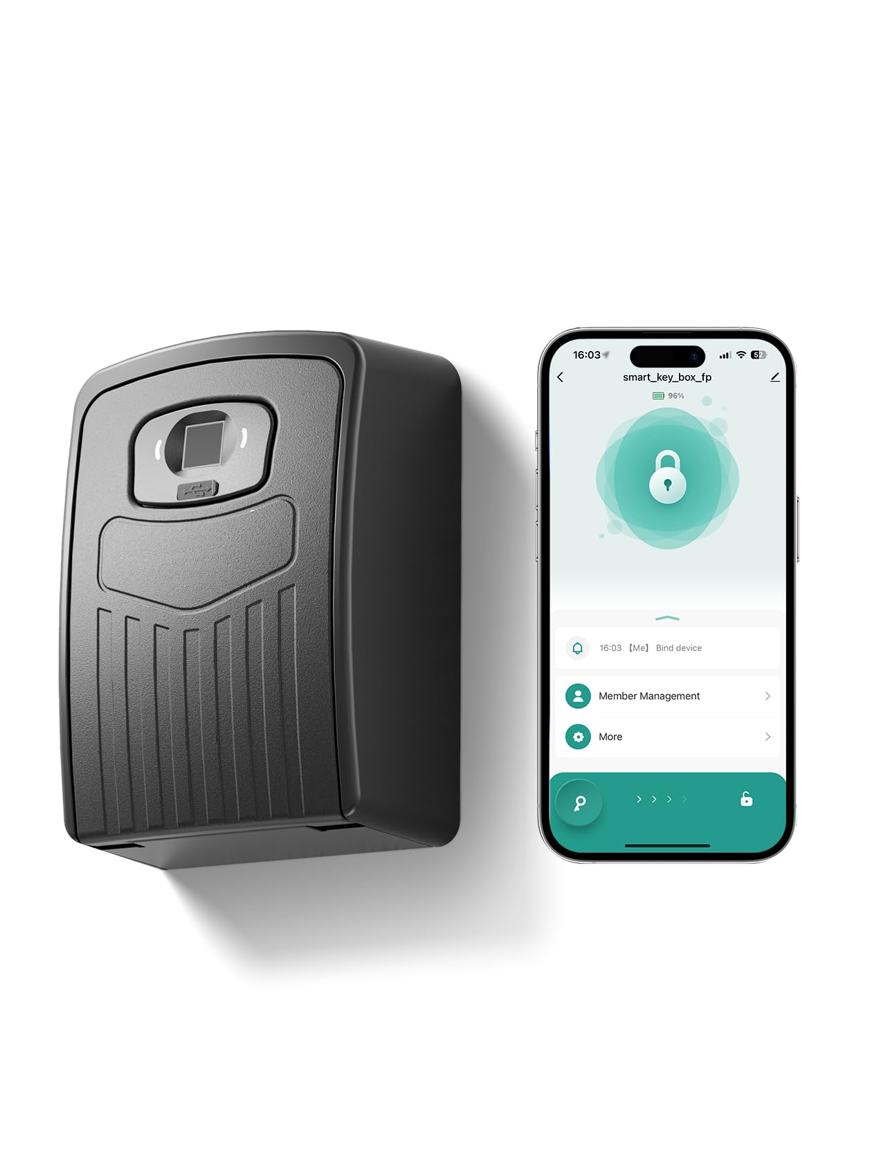 Photo 1 of NexusLab Fingerprint Key Lock Box for Outdoor, Smart Key Safe with Bluetooth APP Control, Remote Access Key Box for Home Office Use, Large Capacity Hide a Key Box for Realtors & Vacation Rental