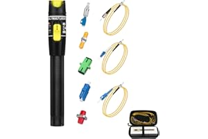 fyboptwu - Fiber Optic Cable Troubleshoot Kit - Visual Fault Locator &1pc FC to LC Adapter & 1pc LC, SC, ST, FC Coupler & 3 Short Patch Cords (Mode Number: VFL-50)