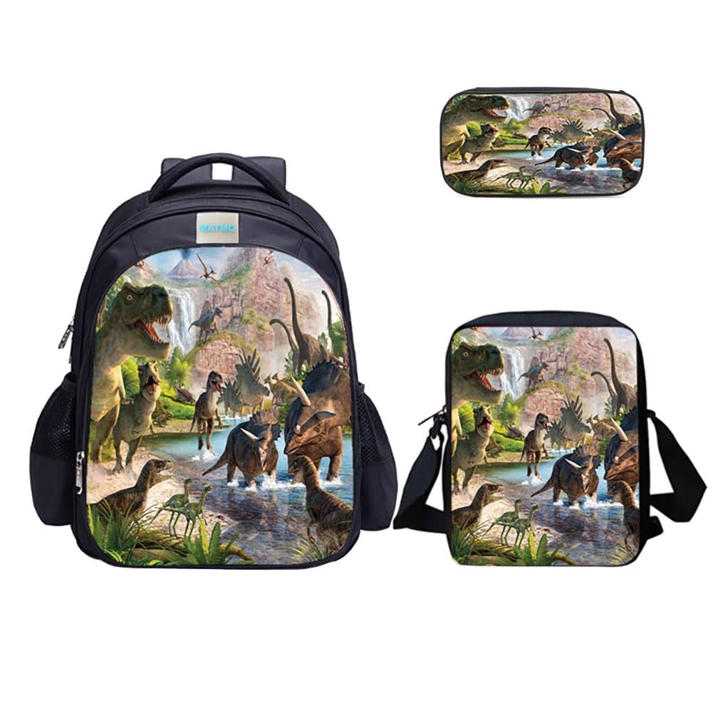 MATMO Dinosaur Backpack and Lunch Bag Set for Boys, Pencil Case (Dinosaur Set 6)