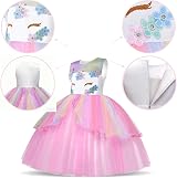 URAQT Unicorn Dress for Girls Princess Costume 4-5Y Pink Necklace Headband view 6