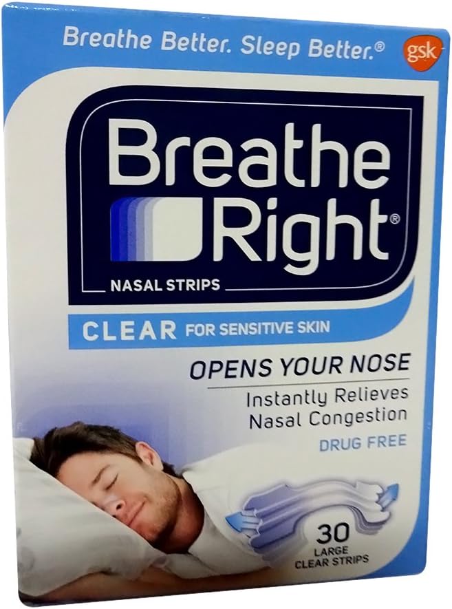 Breathe Right Nasal Strips Clear Large - 30 Strips: Health & Personal Care