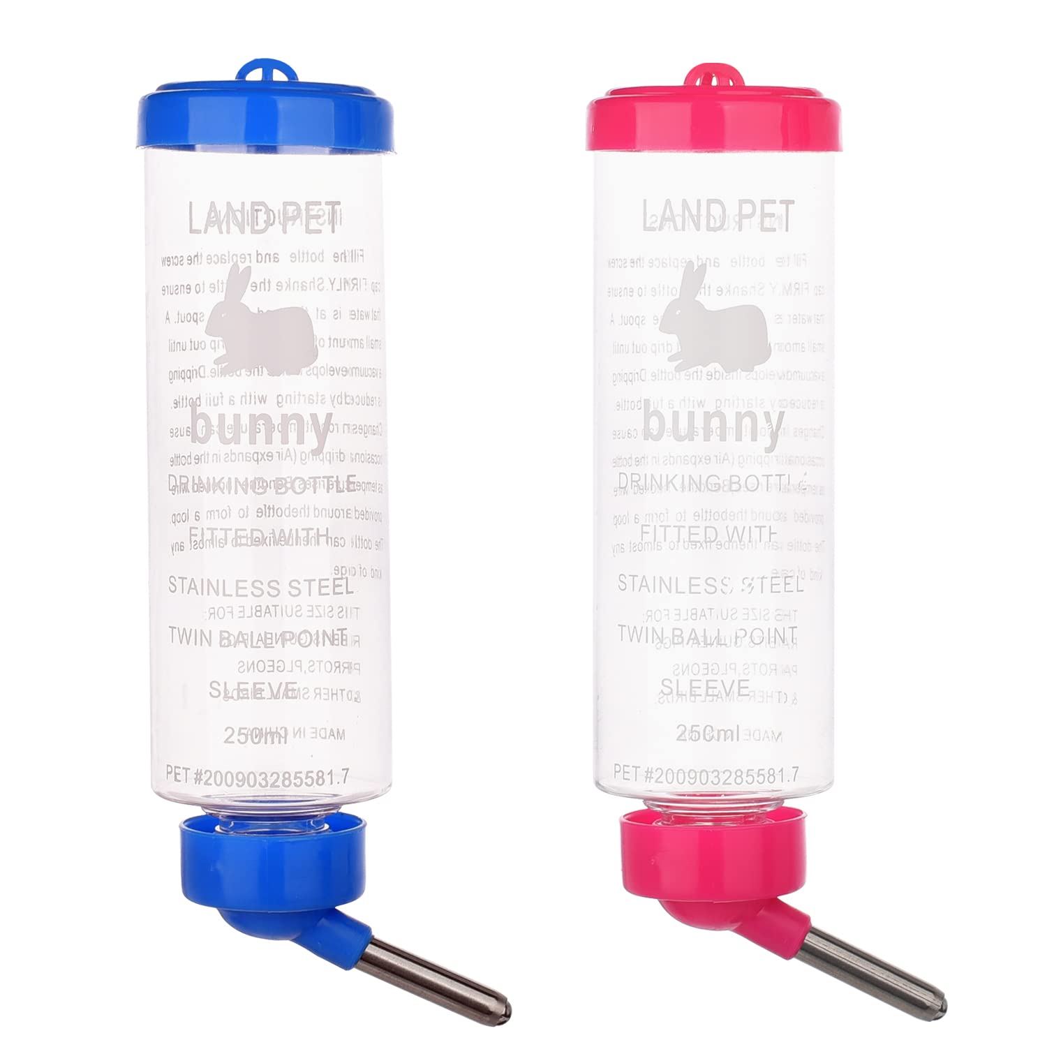 Lezevn 2 Pieces Hamster Water Bottle Hamsters Water Dispenser No Grip Hanging Water Dispenser Small Animal Automatic Water Feeder