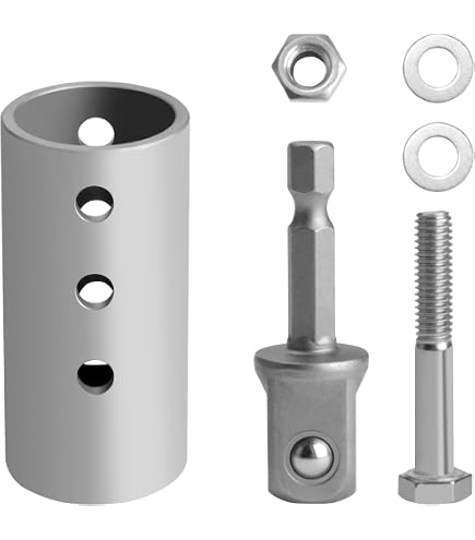 Stainless Steel Trailer Jack Drill Adapter Kit - Fits Top Wind Jacks, Includes 1/2 Inch Socket Adapter