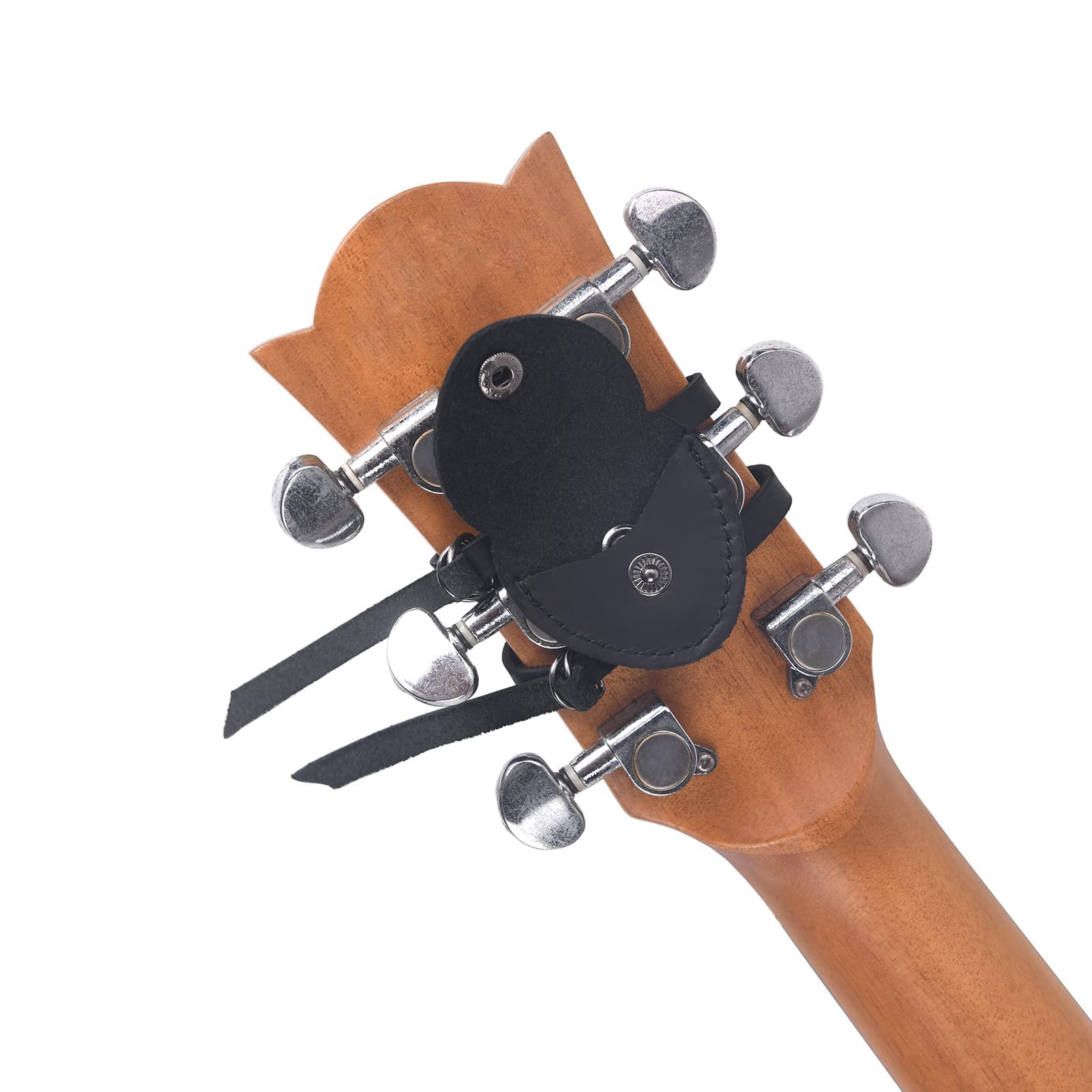 BSWAN Guitar Pick Holder Case Detachable Leather Guitar Pick Bag Tied to The Guitar or Guitar Shoulder Strap for Man, Guitar Lover, Father's Gift (Black)