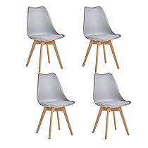 JZGORC Set di 4 Sedie da Sala da Pranzo, Sedie da Cucina Nordica, Sedie da Ufficio con Gambe in Faggio Massello per Camera da Letto, Soggiorno, Cucina – Grigio