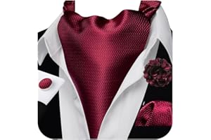 Ailisus Cravat Tie and Lapel Pin Set Mens Solid Color Paisley Ascot Silk Handkerchief Cufflinks Wedding