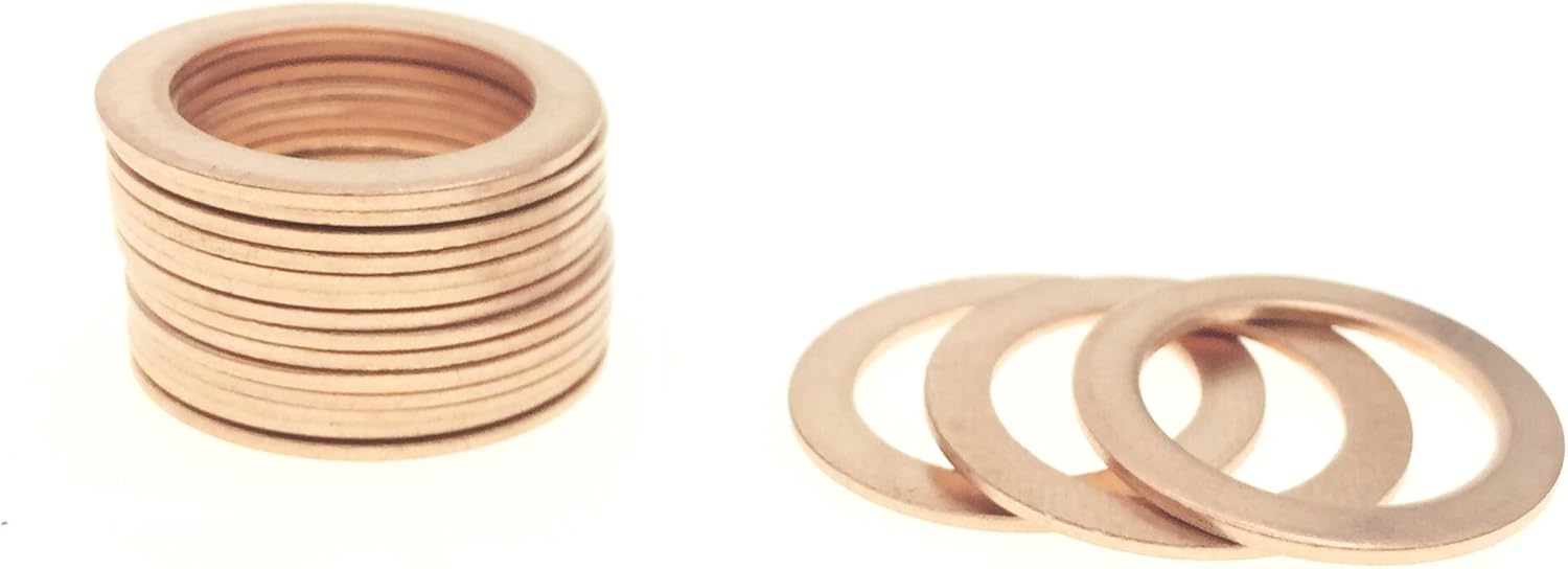 YXQ 14x20x1mm Copper Crush Washer Flat Ring Seal Gasket Fitting M14(50Pcs)