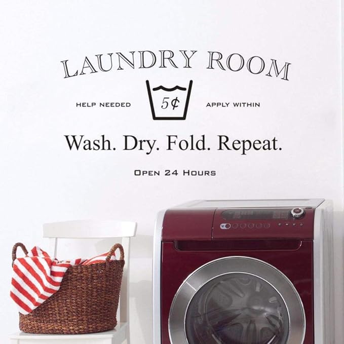 Etiqueta de la pared Cartel de lavandería de 24 horas Etiqueta de la