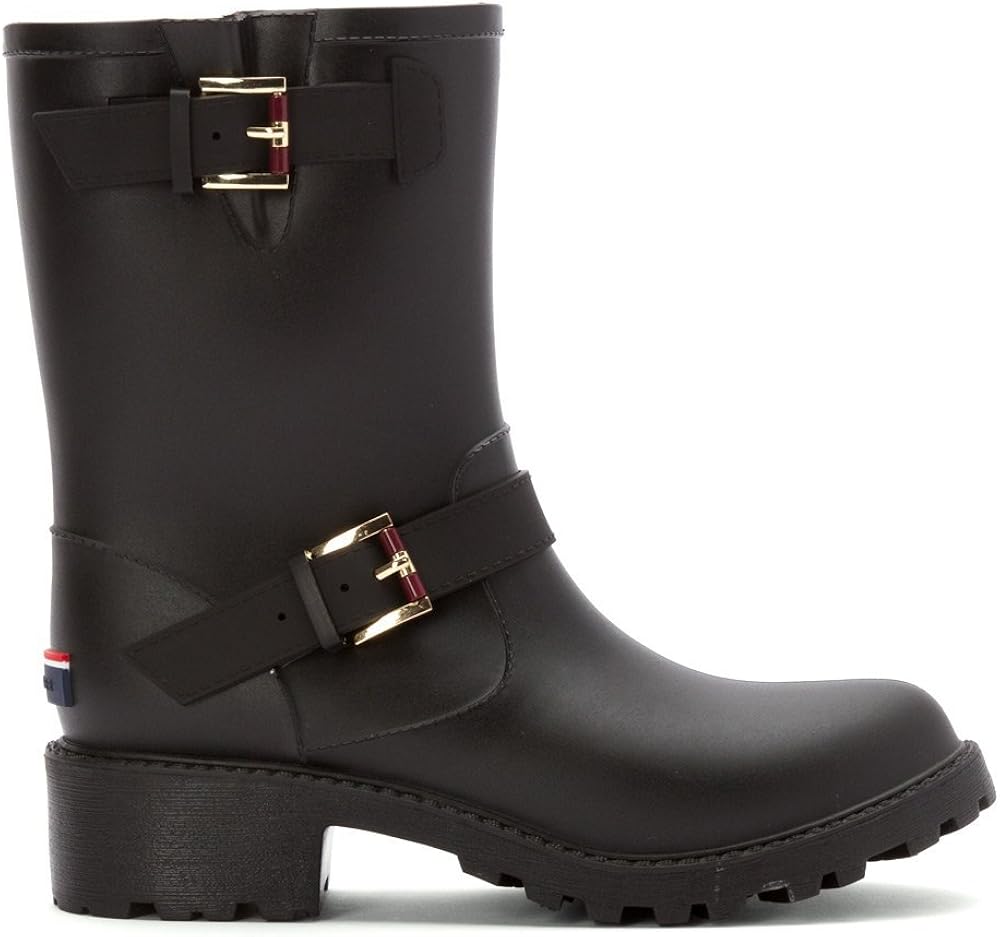 tommy hilfiger black rain boots