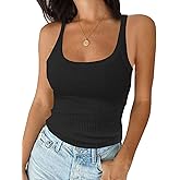 Tankaneo Womens Ribbed Tank Tops Knit Scoop Neck Sleeveless Fitted Basic Cami Tee Shirts